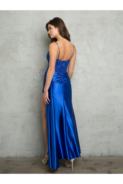 Eva USA 5253 Formal Fitted Beaded Long Slit Prom Dress - Prom Dresses