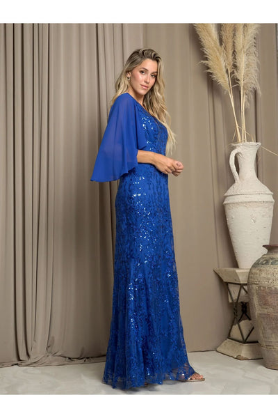 Eva USA 5255 Long Formal Mother of the Bride Cape Dress - Mother of the Bride Dresses