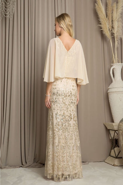 Eva USA 5255 V-Neck Sequin Embellished MOB Formal Gown - Dress