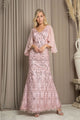 Eva USA 5255 V-Neck Sequin Embellished MOB Formal Gown - D.ROSE / S - Dress