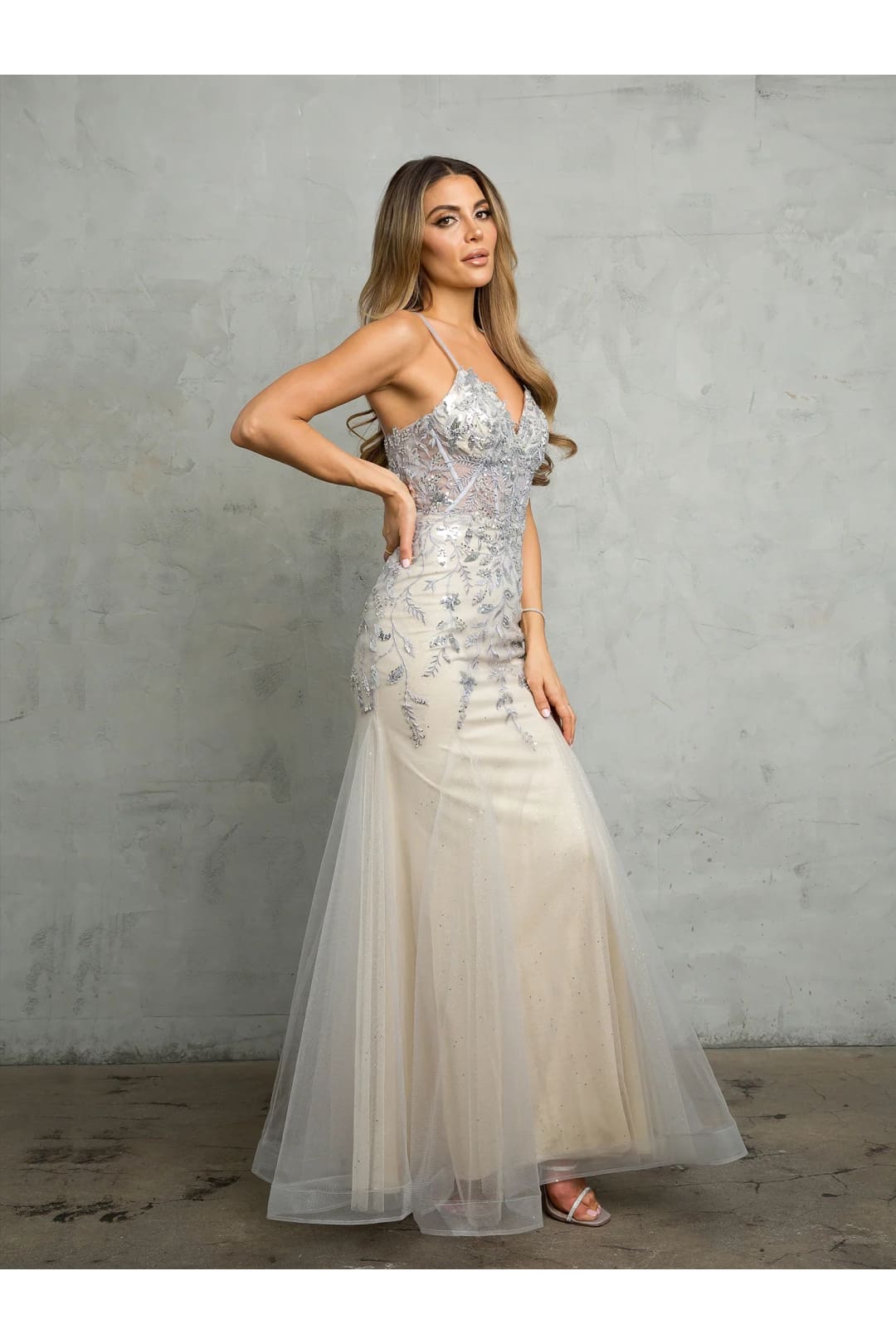 Eva USA 5257 Long Fitted Beaded Sequin Formal Prom Dress - Prom Dresses