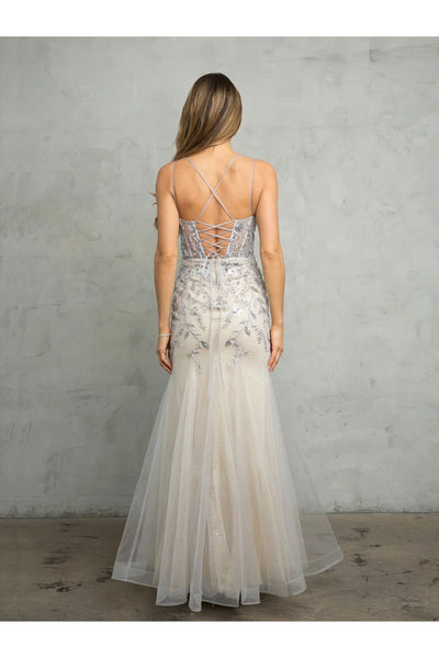 Eva USA 5257 Long Fitted Beaded Sequin Formal Prom Dress - Prom Dresses