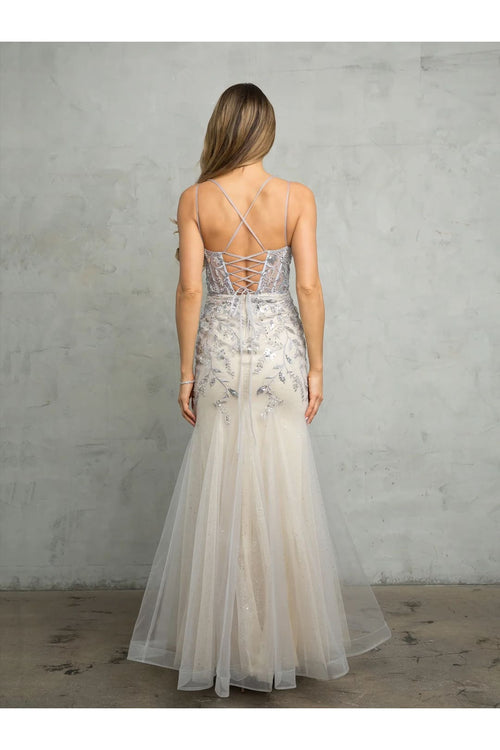 Eva USA 5257 Long Fitted Beaded Sequin Formal Prom Dress - Prom Dresses