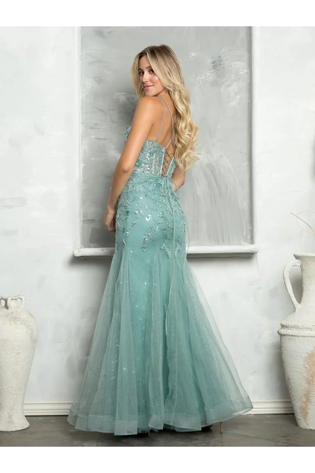 Eva USA 5257 Long Fitted Beaded Sequin Formal Prom Dress - Prom Dresses