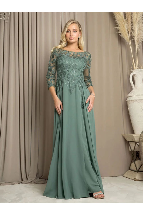 Eva USA 5258 Long A Line Mother of the Bride Formal Dress - Mother of the Bride Dresses