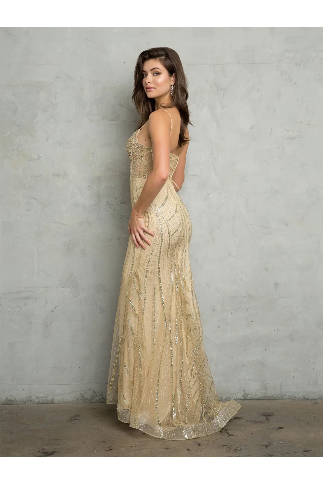 Eva USA 5263 Glitter Long Evening Formal Prom Dress - Prom Dresses