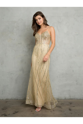 Eva USA 5263 Glitter Long Evening Formal Prom Dress