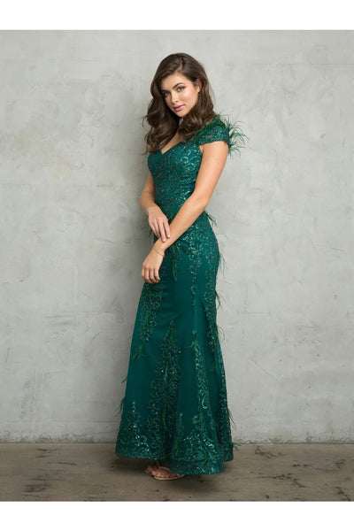 Eva USA 5264 Fitted Long Formal Glitter Evening Dress - Mother of the Bride Dresses
