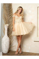 Eva USA 5265 Homecoming Short Glitter Cocktail Dress - Champagne / XS - Cocktail Dresses