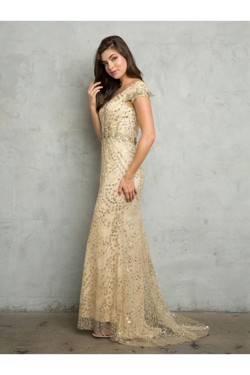 Eva USA 5266 Long Formal Glitter Applique Evening Dress - Mother of the Bride Dresses