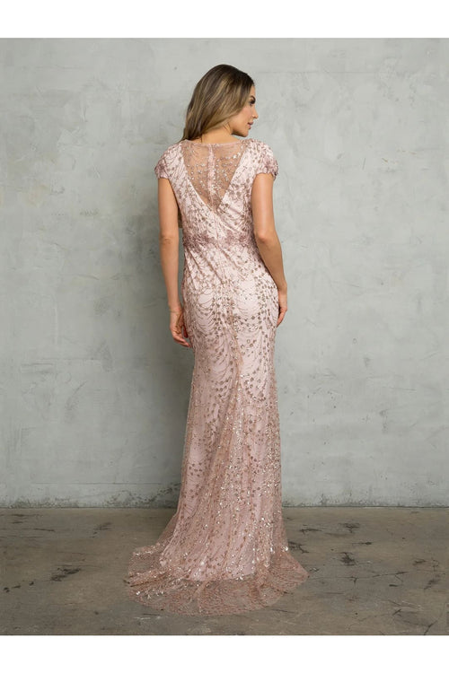 Eva USA 5266 Long Formal Glitter Applique Evening Dress - Mother of the Bride Dresses