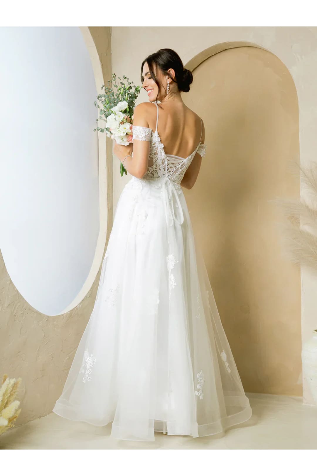 Eva USA 5270 Long Bridal A Line Removable Sleeve Wedding Dress - Wedding Dresses
