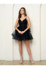 Eva USA 5281 Prom Short A Line Homecoming Glitter Cocktail Dress - Black / XS - Cocktail Dresses