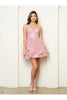 Eva USA 5281 Prom Short A Line Homecoming Glitter Cocktail Dress - Dusty Rose / XS - Cocktail Dresses