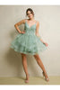 Eva USA 5281 Prom Short A Line Homecoming Glitter Cocktail Dress - Sage / XS - Cocktail Dresses