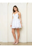 Eva USA 5281 Prom Short A Line Homecoming Glitter Cocktail Dress - White / XS - Cocktail Dresses