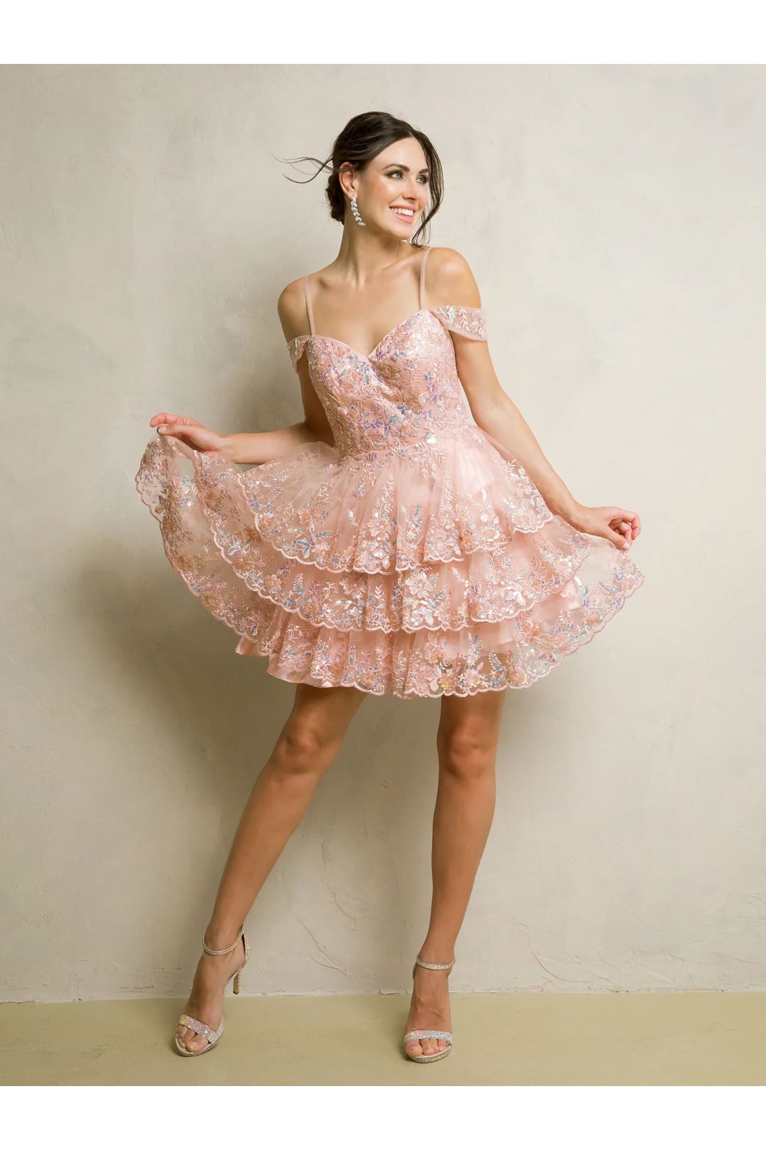 Eva USA 5288 A Line Homecoming Short Lace Cocktail Dress - Dusty Rose / XS - Cocktail Dresses