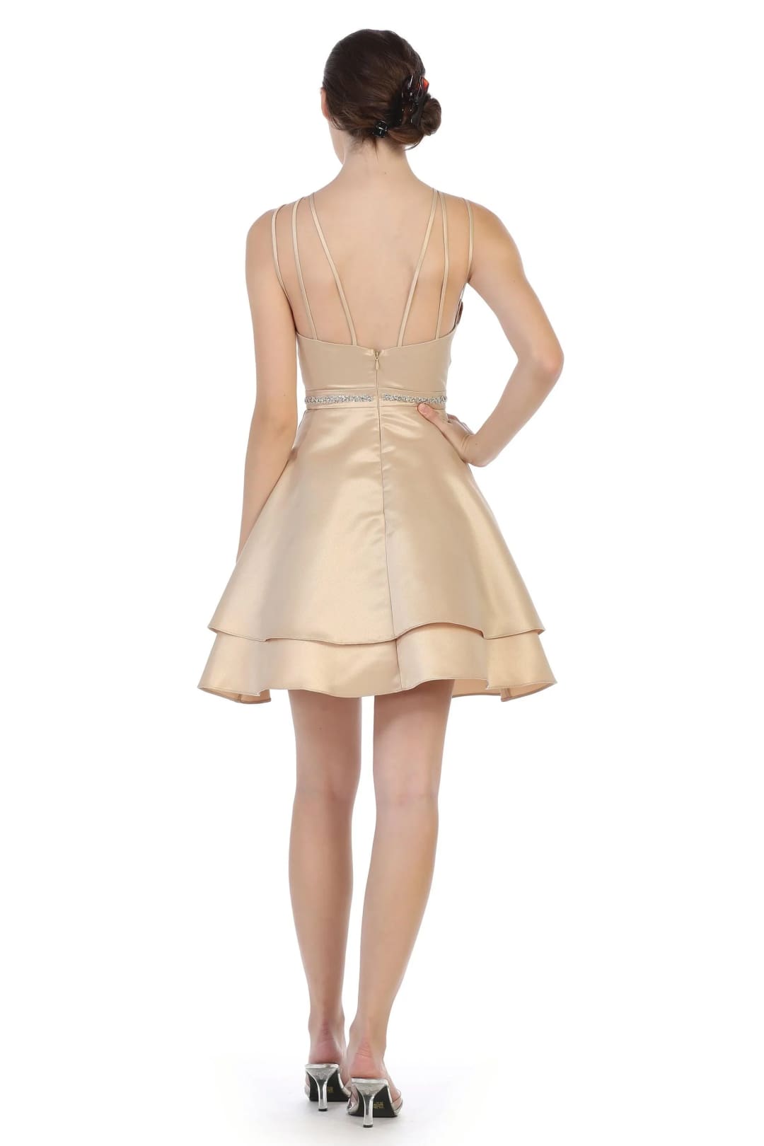 Eva USA EV3339 Short Halter Homecoming Strappy Cocktail Dress - Cocktail Dress