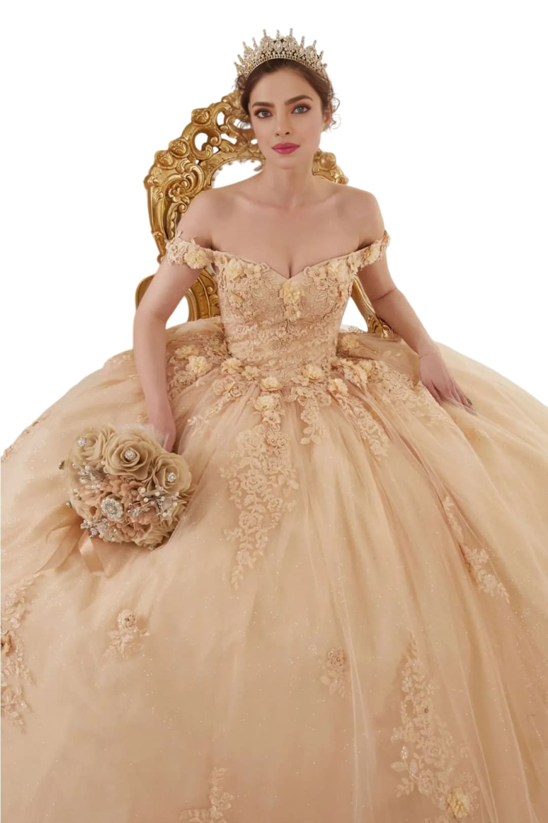 Evening Ball Gown 2025 Sweetheart Floral Lace Applique Dress - CHAMPAGNE / XS - Dress