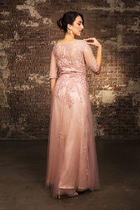 Formal Dress 3/4 Sleeves A-Line Evening Gown By May Queen MQ2143 - Dress