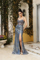 Evening Dress Sleeveless Sequin Sheath Gala Gown By Royal Queen RQ8160 - DUSTYBLUE / 4 - Dress