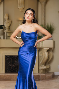 Evening Dress Straight Across Mermaid Gown By May Queen MQ2156 - Dress