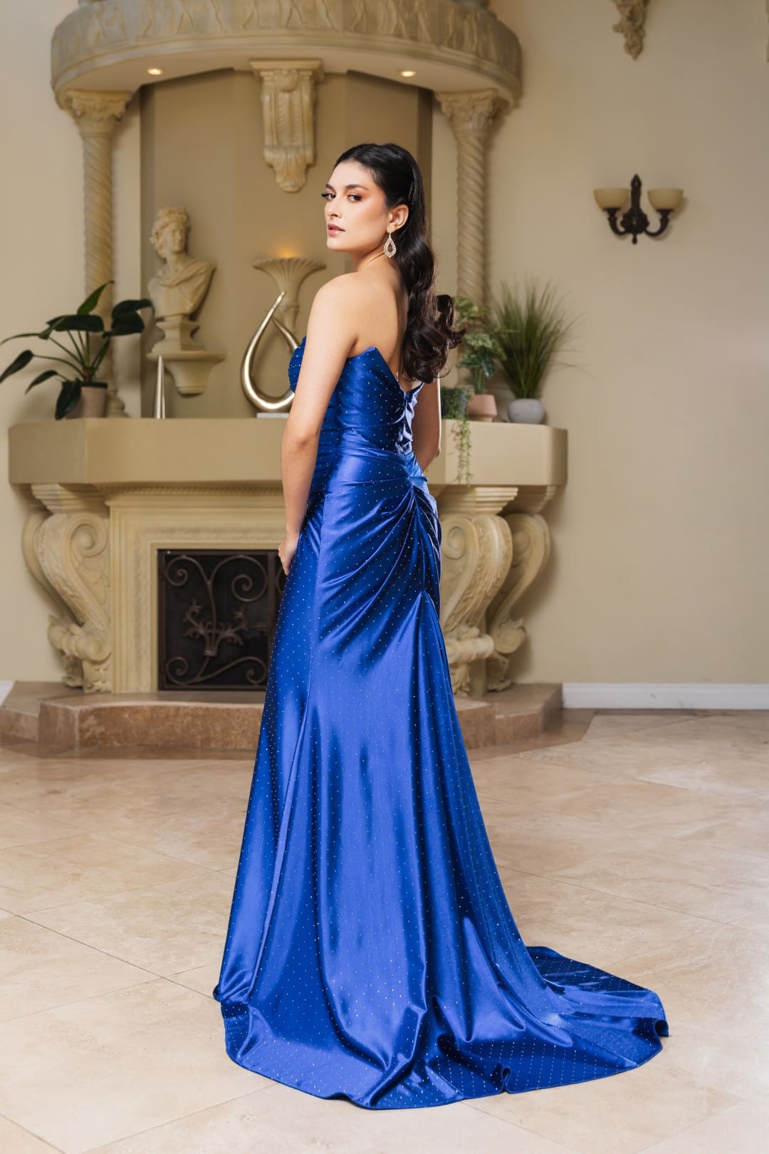 BLACK Evening Dress Straight Across Mermaid Gown By May
