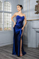 Evening Dress Sweetheart High Side Slit Gala Gown By May Queen MQ2152 - NAVY / 4 - Dress