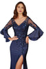 Evening Gala Gown 2025 V-Neck Embroidery Bell Sleeves Long Dress - Dress