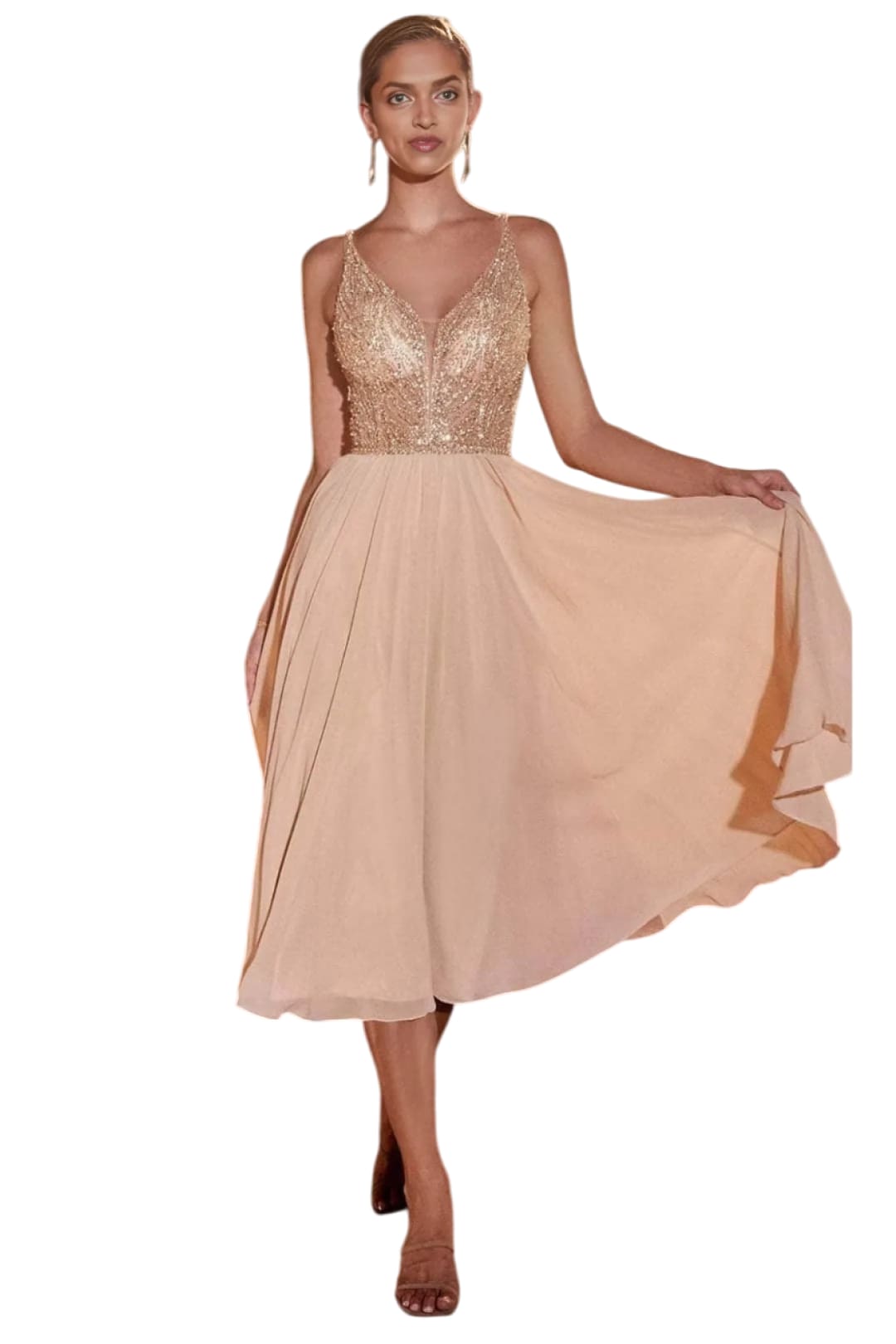 Evening Gown 2025 Fitted Tea-Length Elegant Dress - Champagne / 4 - Prom