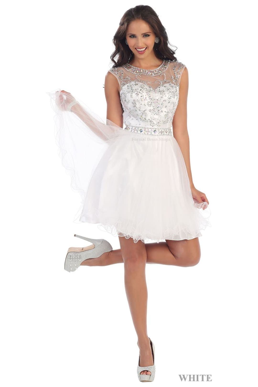 Sale! Exquisite Short Dress - White / 16