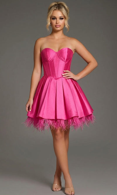 Jovani 36979 - Elegant Feather Hem Dress for Celebrations
