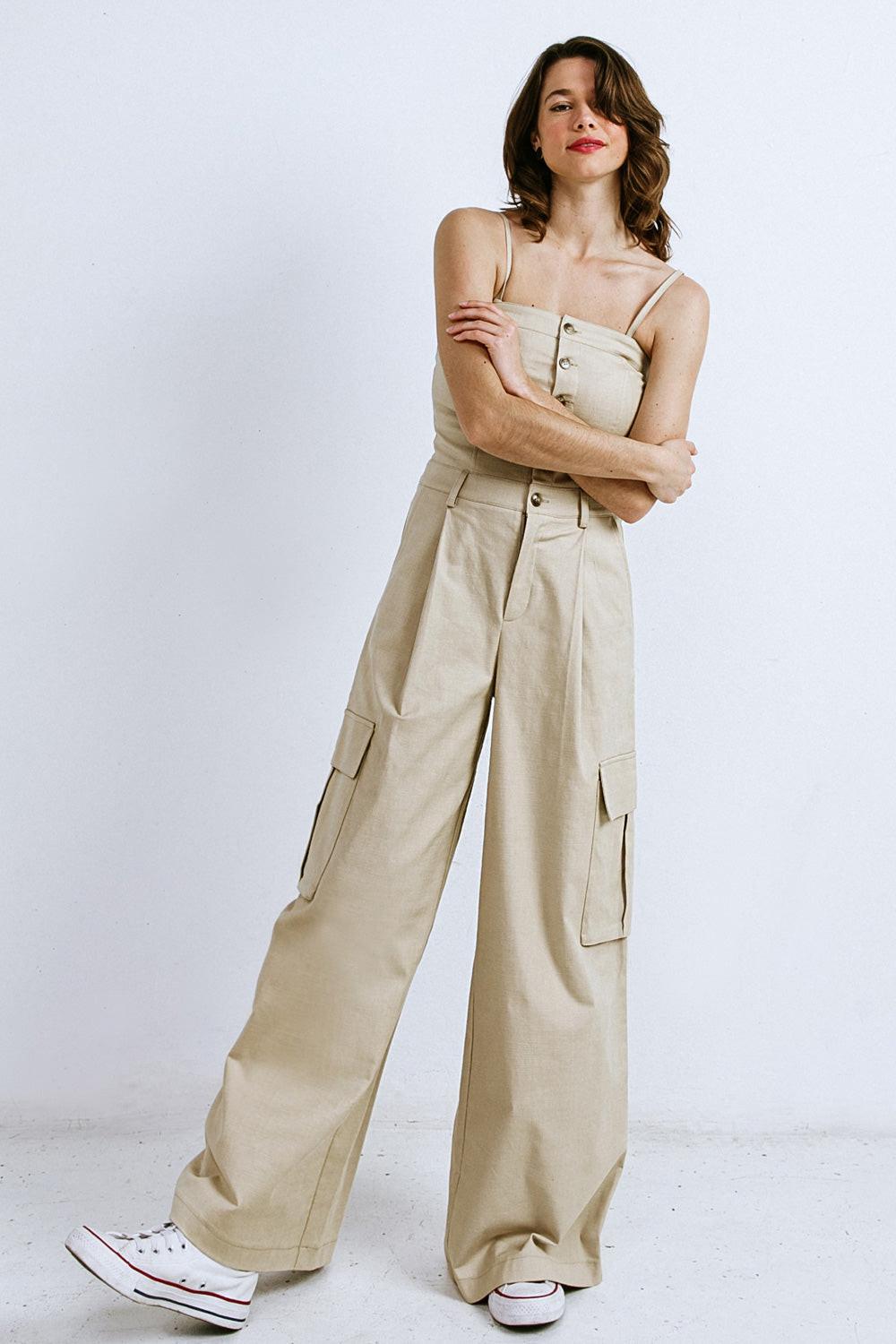 Flying Tomato TAUPE JUMPSUIT