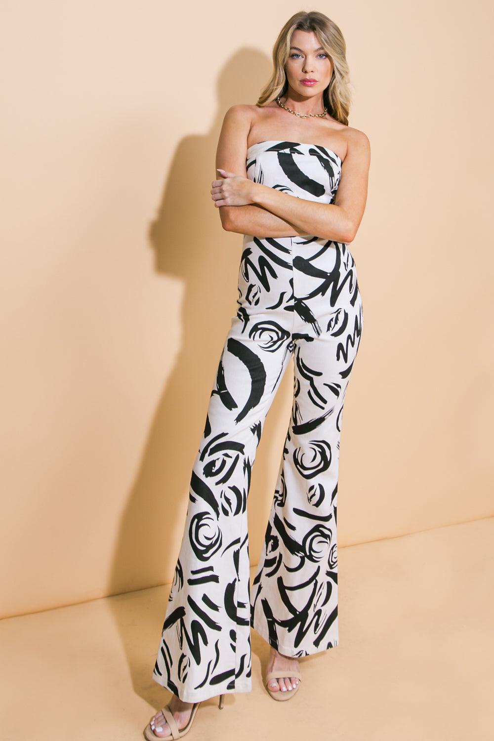 Flying Tomato WHITE BLACK JUMPSUIT