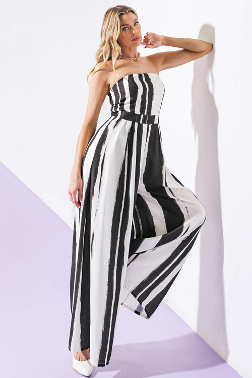 Flying Tomato WHITE BLACK JUMPSUIT