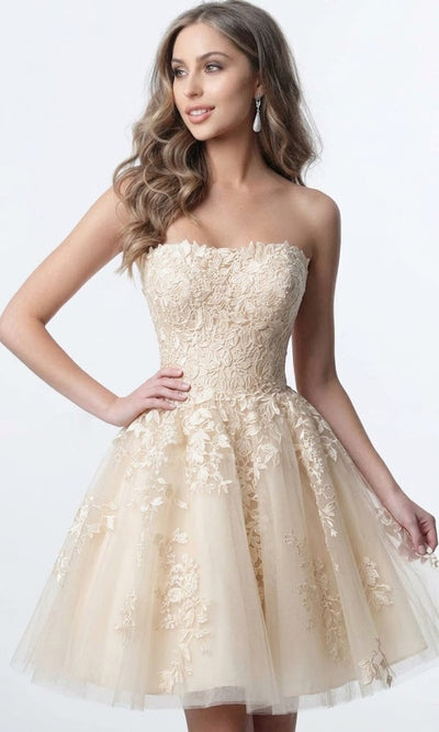 Jovani 1830 - Strapless Floral A-line Dress
