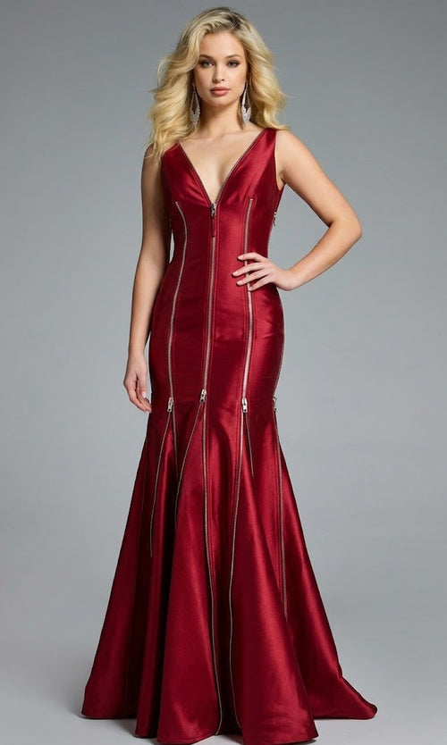 Jovani 44175 - V-Neck Mermaid Gown with Zippers