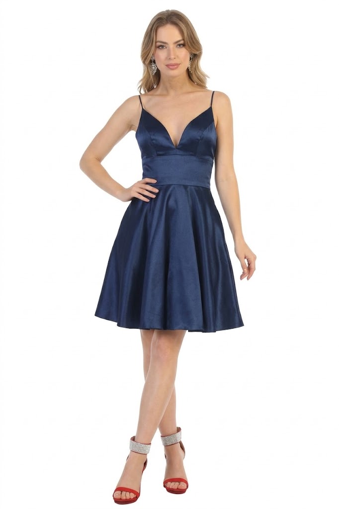 May Queen MQ1770 V Neck A Line Pockets Simple Short Cocktail Dress