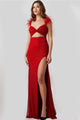 Feather Fitted Sleeveless Slit Gown by Jovani 24095 - 00 / Red - Long Formal Dresses