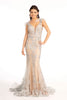 Feather Glitter Mermaid Dress by Elizabeth K GL1983 - XS / Silver/Nude - Long Formal Dresses