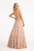 Feather Glitter Print Gown by Elizabeth K GL3048 - Long Formal Dresses