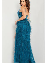 Feather Long Sequin Prom Dress: Jovani 37435