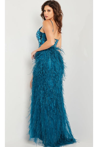 Feather Long Sequin Prom Dress: Jovani 37435 - Apparel & Accessories > Clothing > Dresses