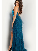 Feather Long Sequin Prom Dress: Jovani 37435