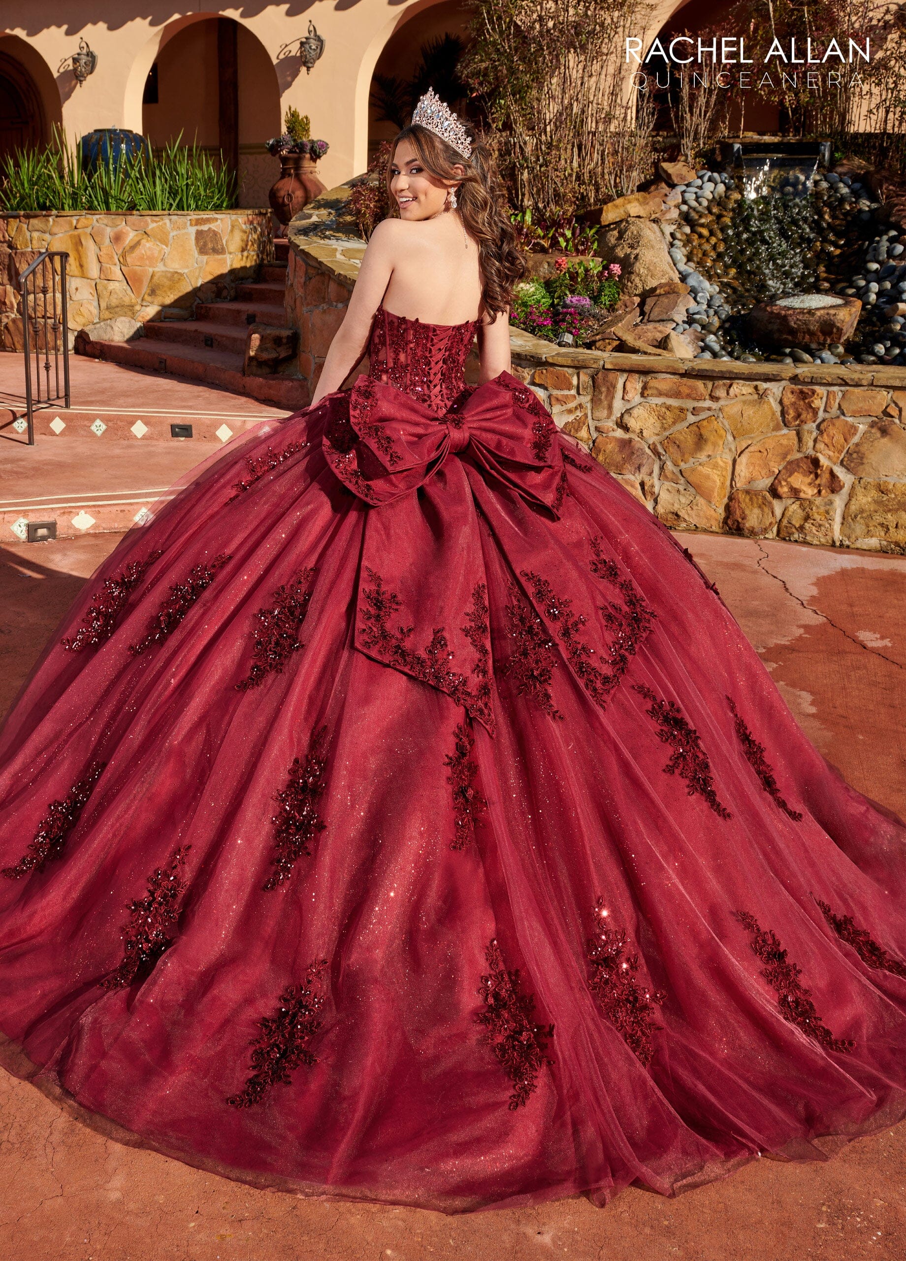 Rachel Allan RQ2171 Feather Long Sleeve Quinceanera Dress