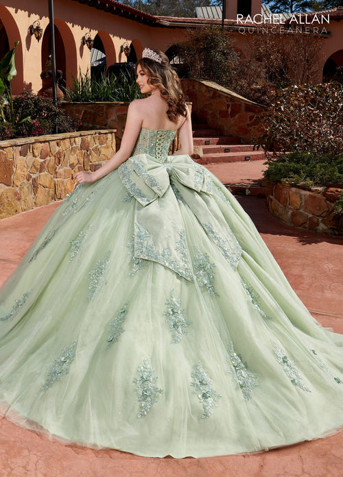 Rachel Allan RQ2171 Feather Long Sleeve Quinceanera Dress