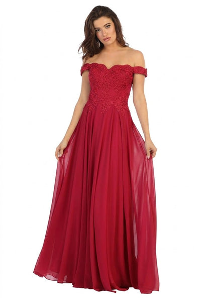 Off The Shoulder Evening Dress Long A-Line Gown & Plus Size by MQ1644