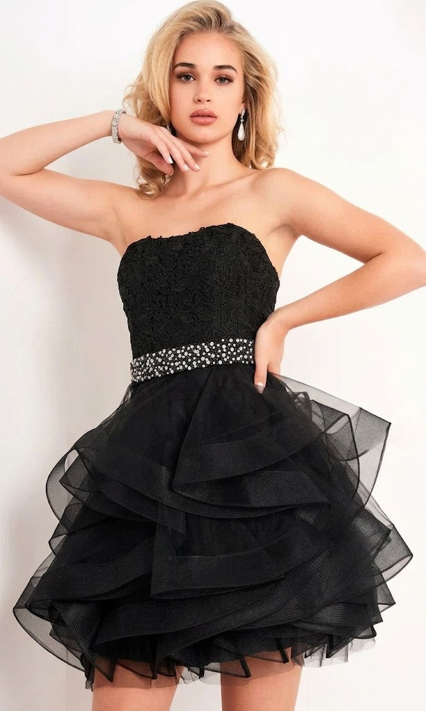 Jovani 3099 - Elegant Floral Lace Short Dress