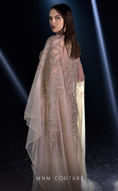 MNM Couture K3960 Beige Embellished Evening Gown