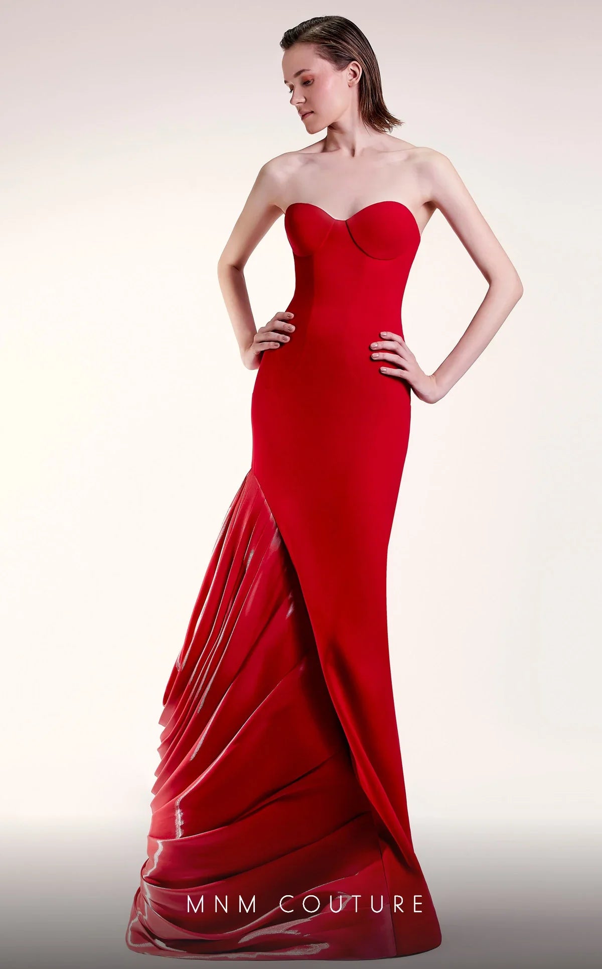 MNM Couture Gaby Charbachi G1407 Red Strapless Sweetheart Mermaid Gown